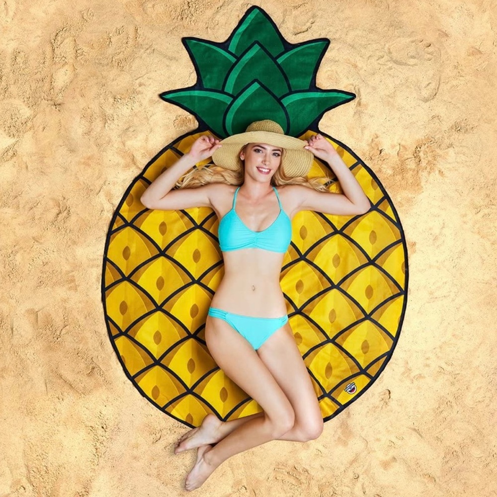 Big Mouth Inc Giant Sized Pineapple Beach Blanket 5 Feet Wide